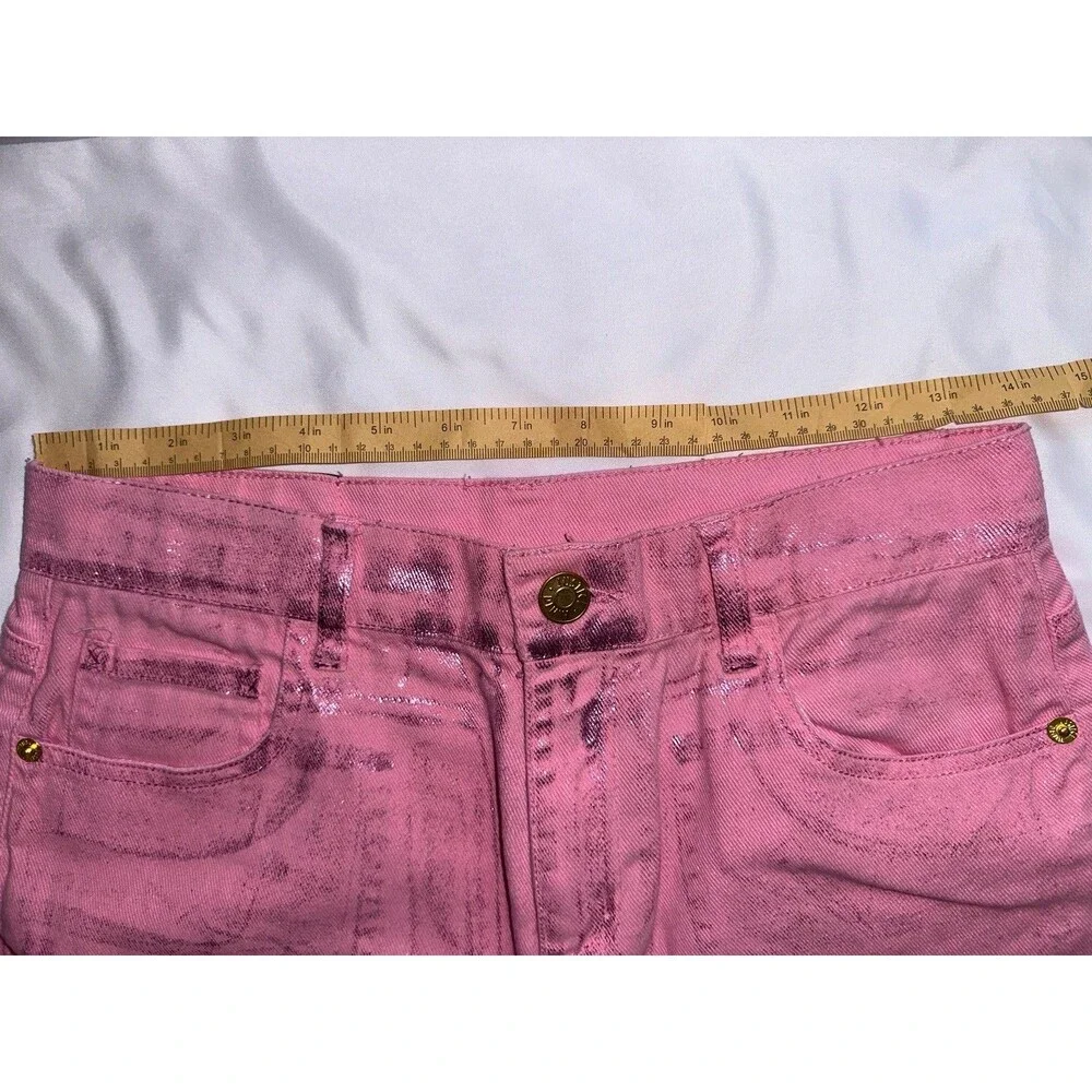 JUSTICE x Wicked The Movie Pink Sparkle Baggy Jeans Size 16 Metallic